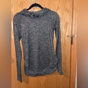 Athleta Uptempo Hoodie Sweatshirt Heathered Grey Thumb Holes Women's Size XS
